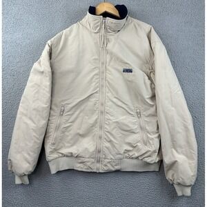 VINTAGE Eddie Bauer Jacket Mens Tall XL Beige Fleece Lined Full Zip Made USA 90s